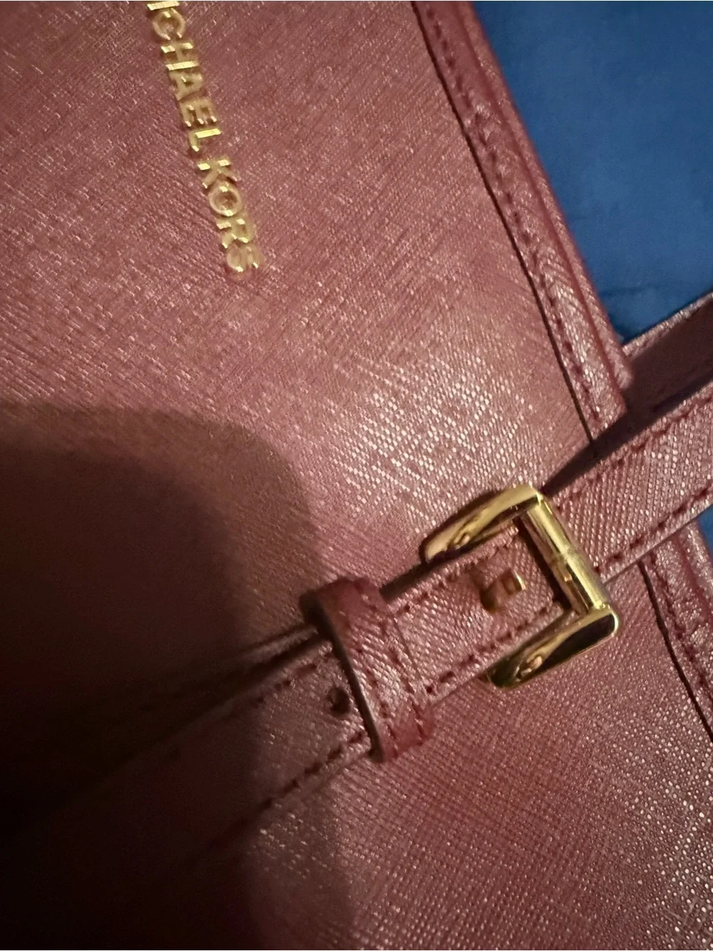 Michael Kors Burgundy Leather Tote with Signature MK Charm